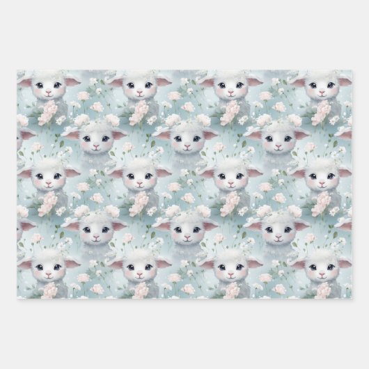 Feuille De Papier Cadeau Bébé Animaux (Devant)