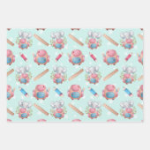 Feuille De Papier Cadeau Bébé Animaux rose pour fille (Devant 2)