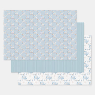 Feuille De Papier Cadeau Bébé Bleu