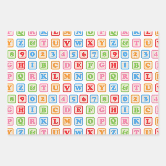 Feuille De Papier Cadeau Bébé blocs de construction motif mignon brillant c (Devant)