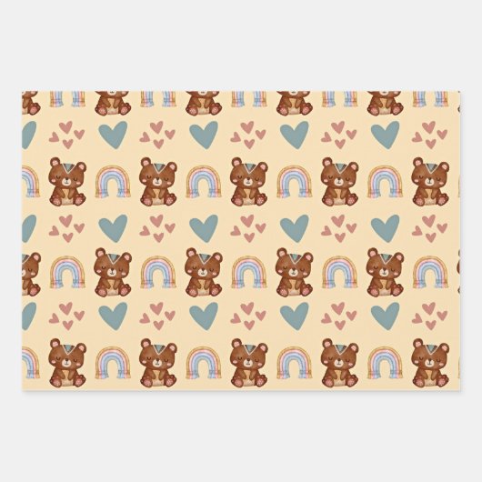 Feuille De Papier Cadeau Bébé Boho (Devant)