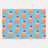 Feuille De Papier Cadeau Bébé de Cartoon mignon Octopus Santas Casquette (Devant 3)