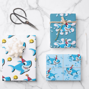Feuille De Papier Cadeau Bébé de requin garçon ou fille fête d'anniversaire