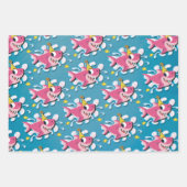 Feuille De Papier Cadeau Bébé de requin rose Fille (Devant)