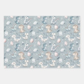 Feuille De Papier Cadeau Bébé dinosaures sur bleu (Devant 2)