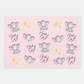 Feuille De Papier Cadeau Bébé éléphants bébé douche fille (Devant 2)