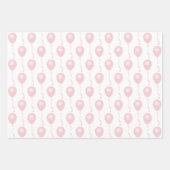Feuille De Papier Cadeau Bébé Fille Ours Avec Ballons, Motif Rose (Devant 3)