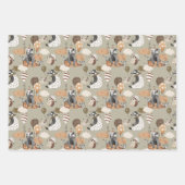 Feuille De Papier Cadeau Bébé Garçon bébé animal sauvage (Devant 3)