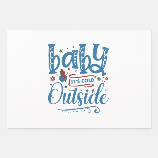Feuille De Papier Cadeau Bébé Il fait froid dehors (Devant)