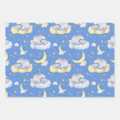 Feuille De Papier Cadeau Bébé mignon éléphant avec maman aquarelle garçon (Devant 2)