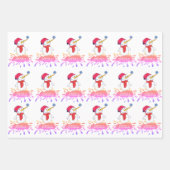 Feuille De Papier Cadeau Bébé mignon Snowman`s premier bébé rose de Noël (Devant)