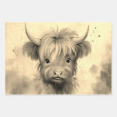 Feuille De Papier Cadeau Bébé mignon Vache Highland Coeurs Saint-Valentin 2 (Devant 2)