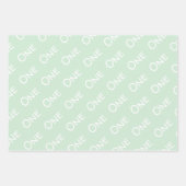 Feuille De Papier Cadeau Bébé Premier anniversaire Vert Blanc (Devant 2)