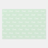 Feuille De Papier Cadeau Bébé Premier anniversaire Vert Blanc (Devant)