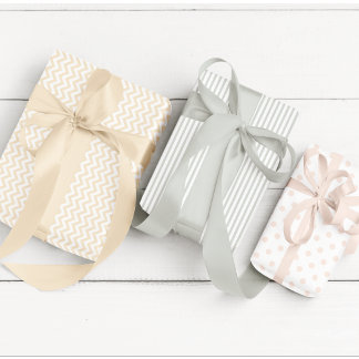 Feuille De Papier Cadeau Bébé Sexe Neutre Stripes, Pois & Chevron