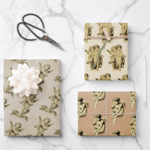 Feuille De Papier Cadeau Bébé Vintage mignon Cherub mignon Anges Kraft
