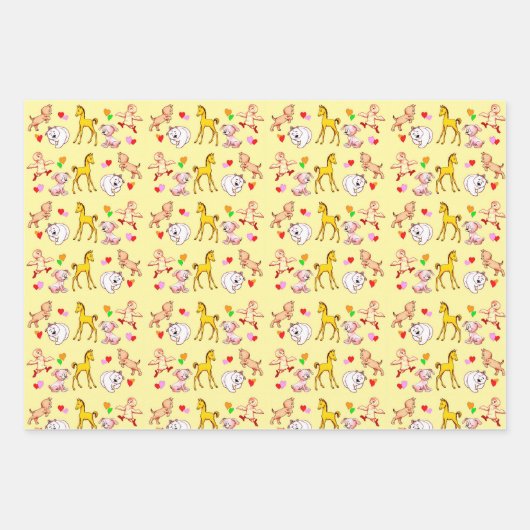 Feuille De Papier Cadeau Bébés animaux mignons (Devant)
