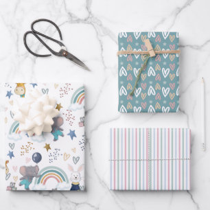 Feuille De Papier Cadeau Bébés d'animaux mignons