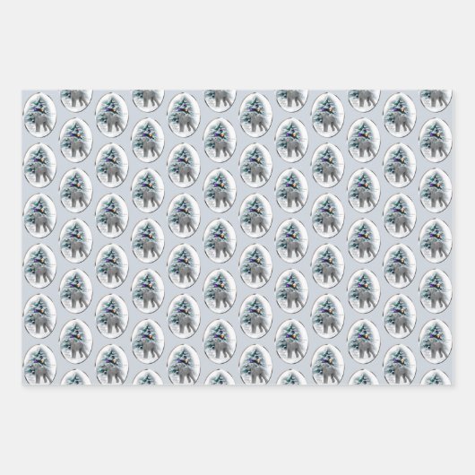 Feuille De Papier Cadeau Bedlington Terrier Noël (Devant)
