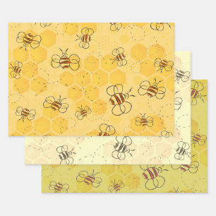Feuille De Papier Cadeau Bee Buzzing Honey Bees mignonne