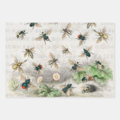 Feuille De Papier Cadeau Bee Honey Travailleur Queen Bees Antique (Devant 3)