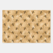 Feuille De Papier Cadeau Bees et Gold Honeycomb (Devant 2)