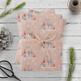 Feuille De Papier Cadeau Beige scandinave Neutre Arbre de rennes animal