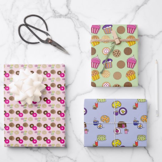 Feuille De Papier Cadeau beignets, beignets, gâteaux, tartes, cupcakes (Recto)
