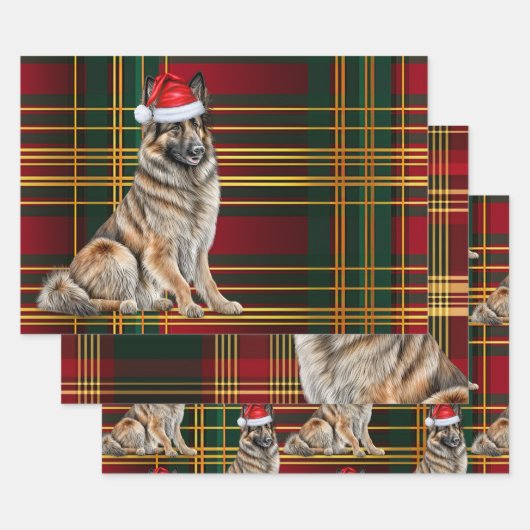 Feuille De Papier Cadeau Belge Tervuren Christmas Chien vacances Plaid (Lot)