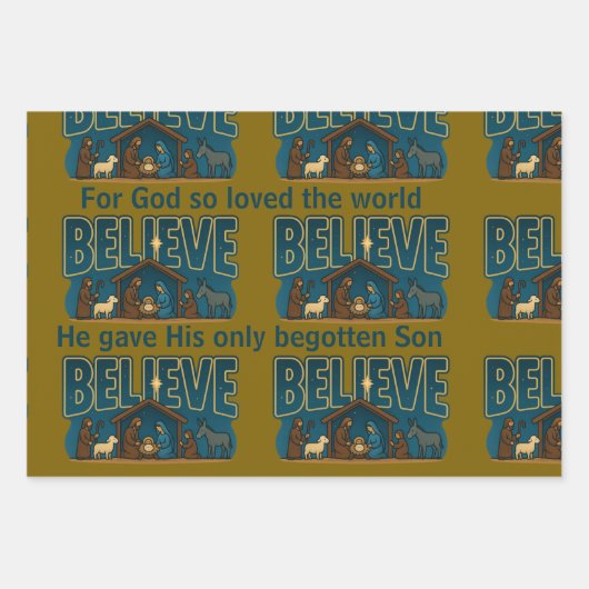 Feuille De Papier Cadeau Believe Christmas (Devant)
