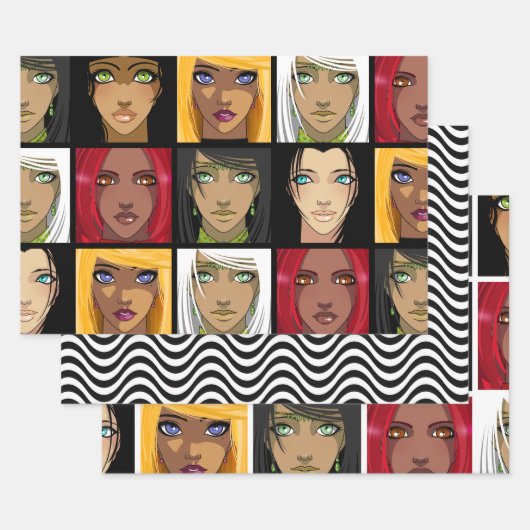 Feuille De Papier Cadeau Belle Anime Girls (Lot)