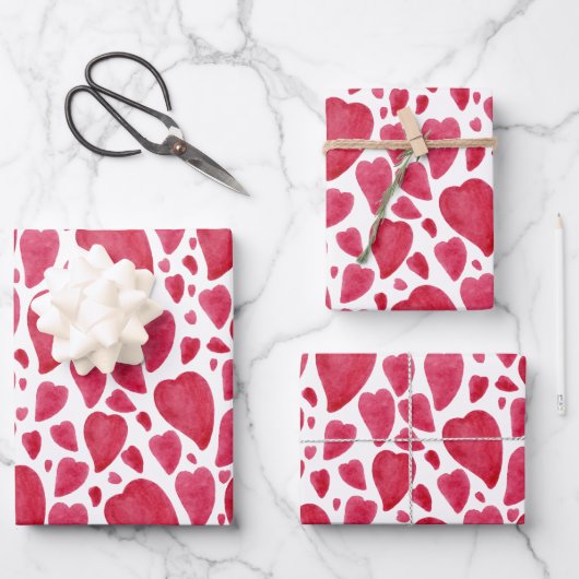 Feuille De Papier Cadeau Belle aquarelle Coeur (Recto)