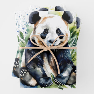 Feuille De Papier Cadeau Belle aquarelle Panda Bear