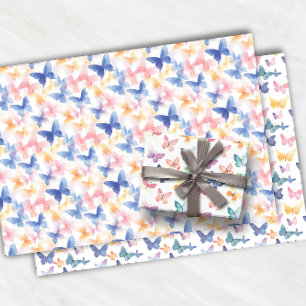 Feuille De Papier Cadeau Belle Aquarelle papillon Motif coloré