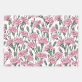 Feuille De Papier Cadeau Belle aquarelle rose Fleurs de carnation (Devant)