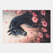 Feuille De Papier Cadeau Belle Cheval Blush Fleurs sauvages Rose Découpage (Devant 2)