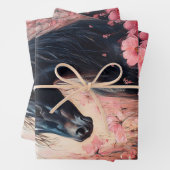 Feuille De Papier Cadeau Belle Cheval Blush Fleurs sauvages Rose Découpage (En situation)