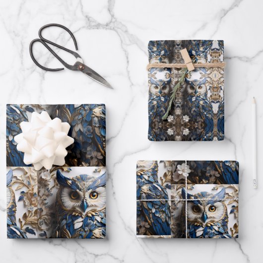 Feuille De Papier Cadeau Belle chouette minimaliste mignonne (Recto)