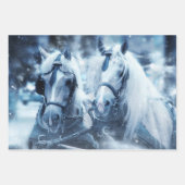 Feuille De Papier Cadeau Belle équipe de chevaux Photo d'hiver (Devant 2)