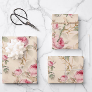 Feuille De Papier Cadeau Belle florale Vintage
