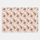 Feuille De Papier Cadeau Belle Flore Rouge Blanc (Devant)