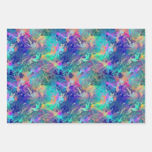 Feuille De Papier Cadeau Belle Iridescente Corail océanique Imprimer Motif (Devant)