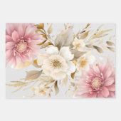 Feuille De Papier Cadeau Belle Lavande d'or blanc Floral (Devant 3)