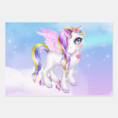 Feuille De Papier Cadeau Belle licorne avec Rainbow Mane & Tail (Devant 2)