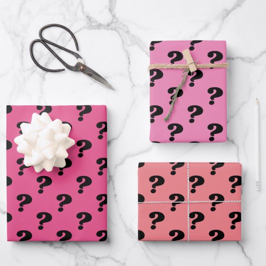 Feuille De Papier Cadeau Belle Mystère Enveloppe cadeau Question Mark Black (Recto)