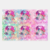 Feuille De Papier Cadeau Belle parties scintillant rose gnome Noël (Devant 3)