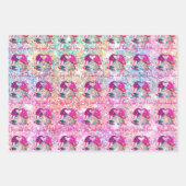 Feuille De Papier Cadeau Belle parties scintillant rose gnome Noël (Devant)