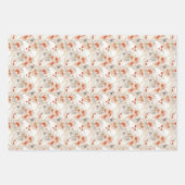 Feuille De Papier Cadeau Belle Pêche Rouge Blanc Floral (Devant)