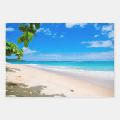 Feuille De Papier Cadeau Belle plage tropicale ensoleillée Photo (Devant 3)