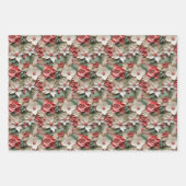 Feuille De Papier Cadeau Belle Poinsettia rouge blanc et verte (Devant 2)